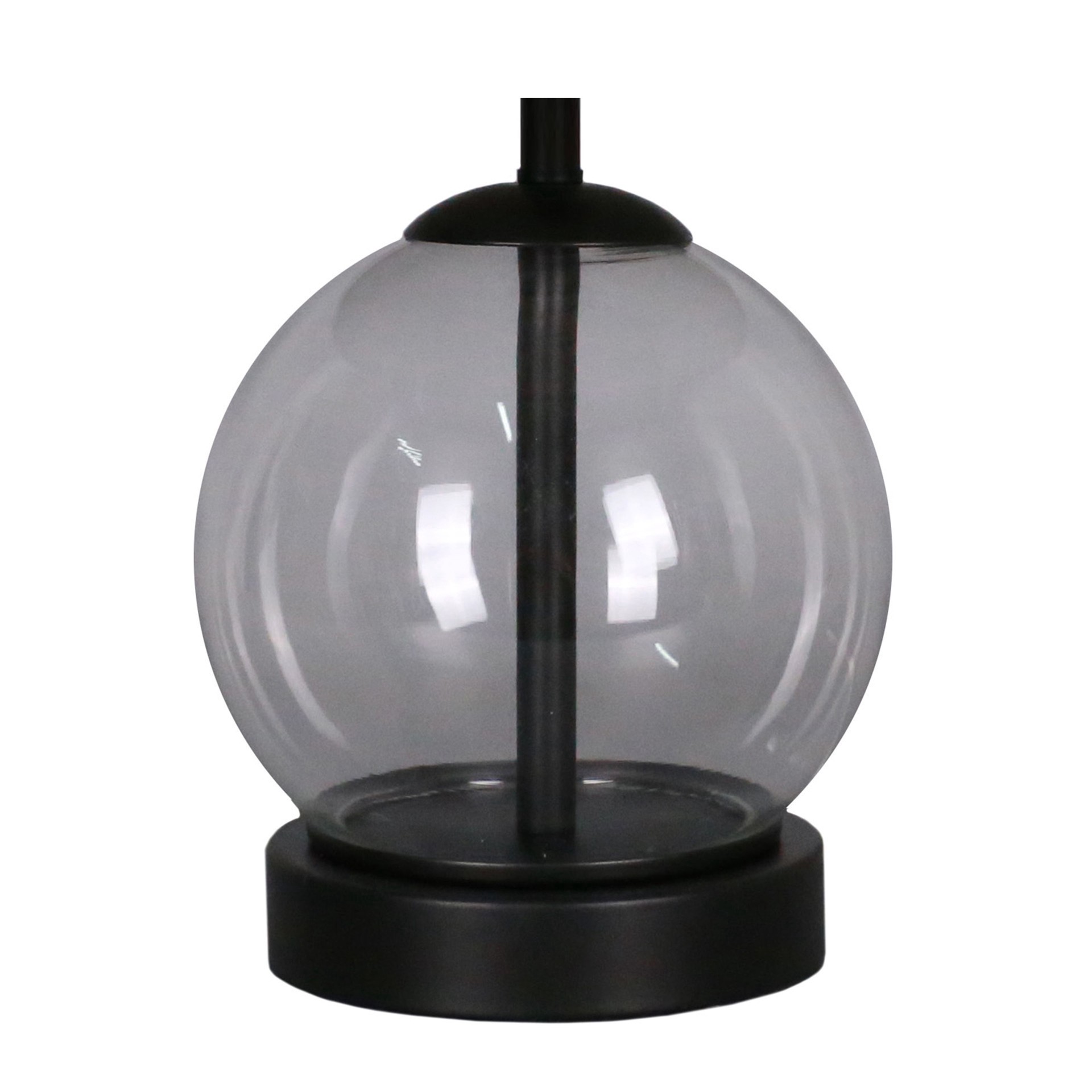 slide 3 of 3, 14" Black Metal & Glass Table Lamp With Natural Fabric Shade By Ashland, 8 in x 8 in x 14 in