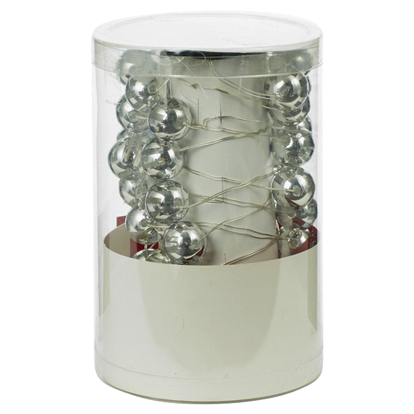 slide 1 of 1, December Home LED Battery Operated Lite Set Garland With Silver Ornaments, 36 ct