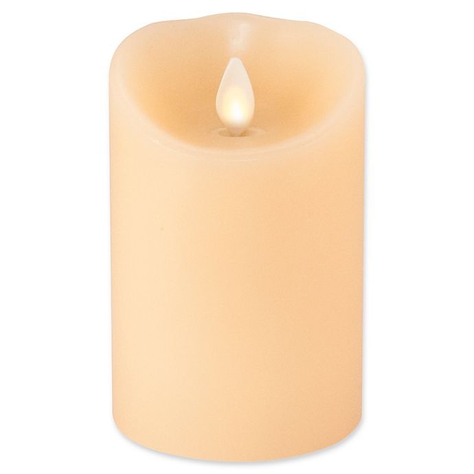 slide 1 of 1, Luminara Real-Flame Effect Pillar Candle - Ivory, 4 in