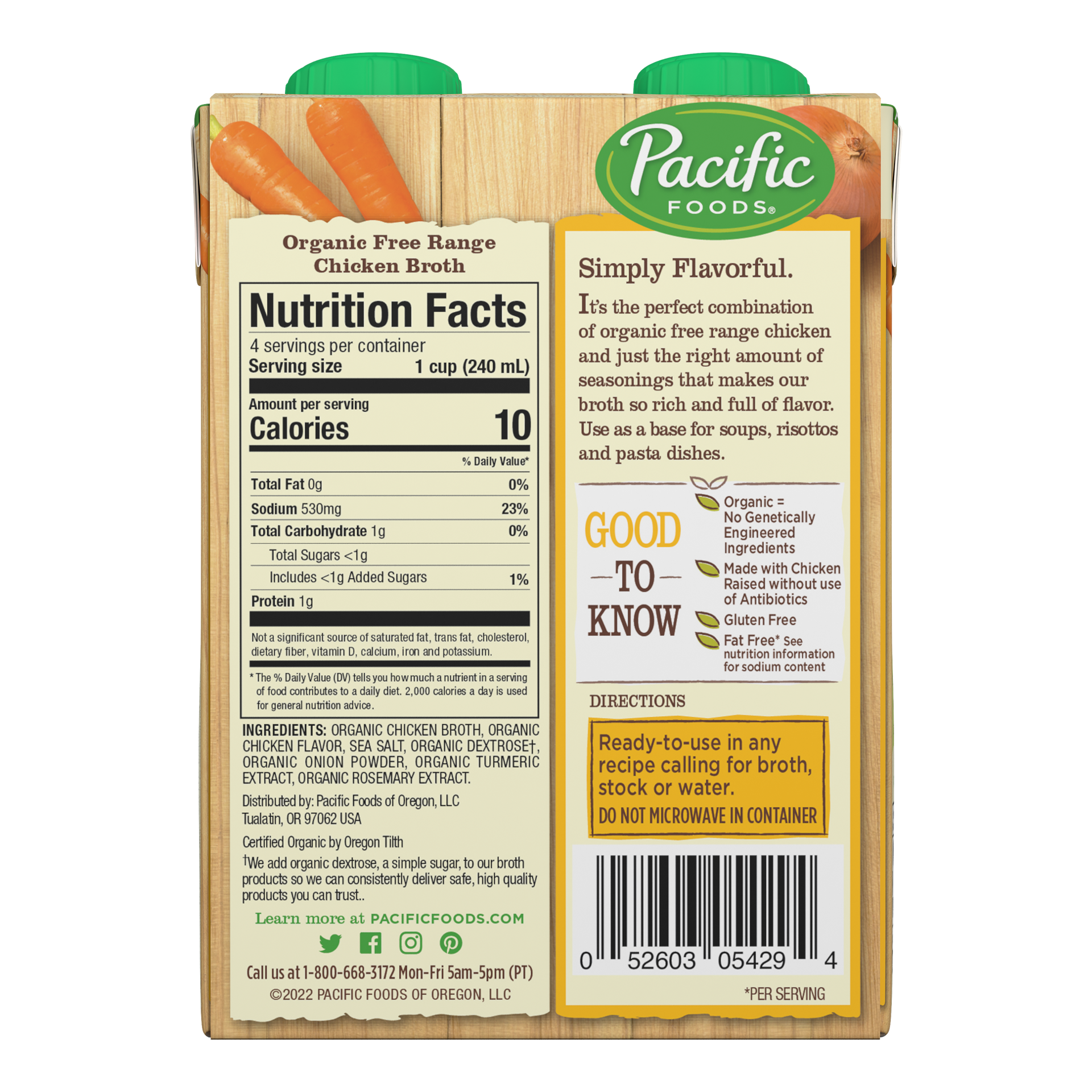 slide 3 of 5, Pacific Foods Organic Free Range Chicken Broth, 8 oz Carton (Pack of 4), 4 ct; 8 fl oz