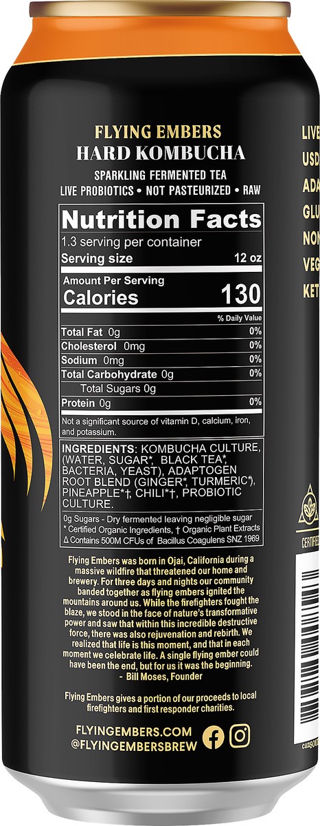 slide 2 of 4, Flying Embers Pineapple Chili Hard Kombucha 16 oz, 16 oz