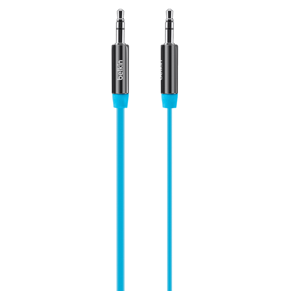 slide 1 of 1, Belkin 3' Flat Auxiliary Cable, Blue, 1 ct