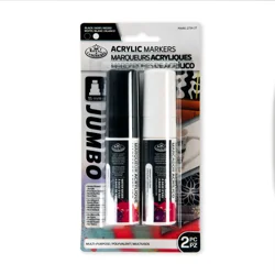 Royal & Langnickel - 15MM Acrylic Paint Artist Markers, Black & White