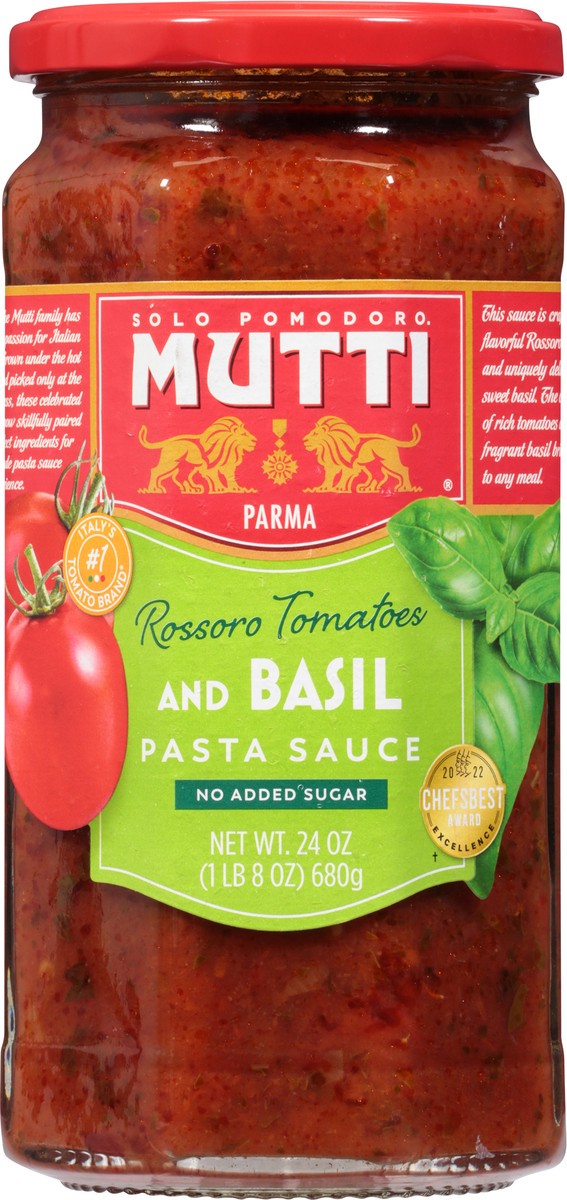 slide 8 of 9, Mutti Tomato Basil Pasta Sauce, 24 oz