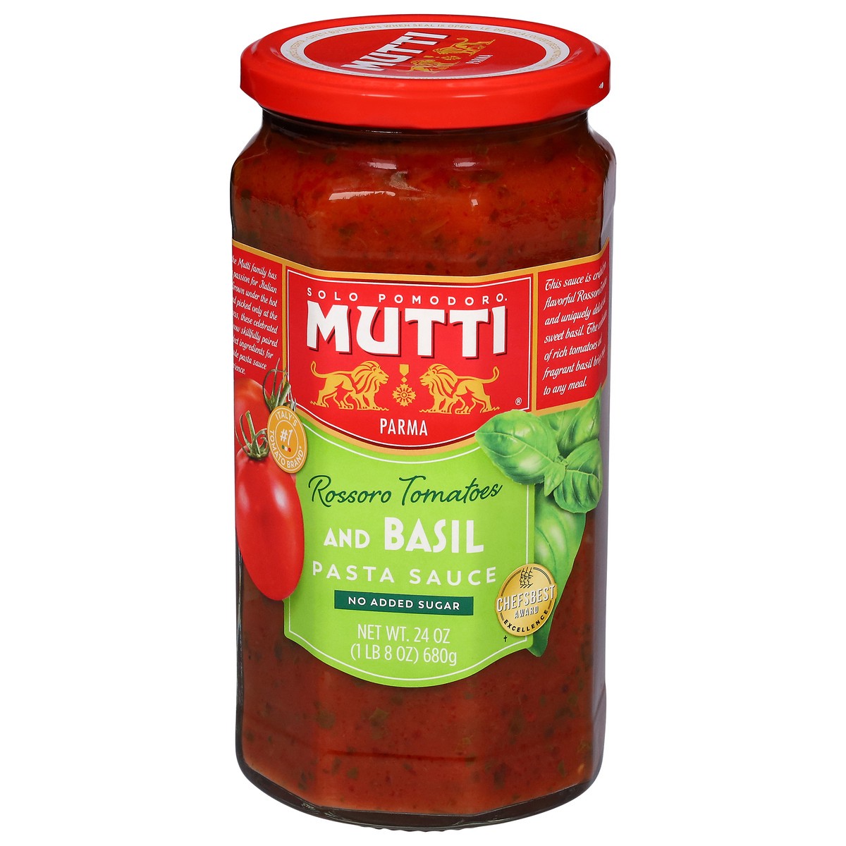 slide 1 of 9, Mutti Tomato Basil Pasta Sauce, 24 oz