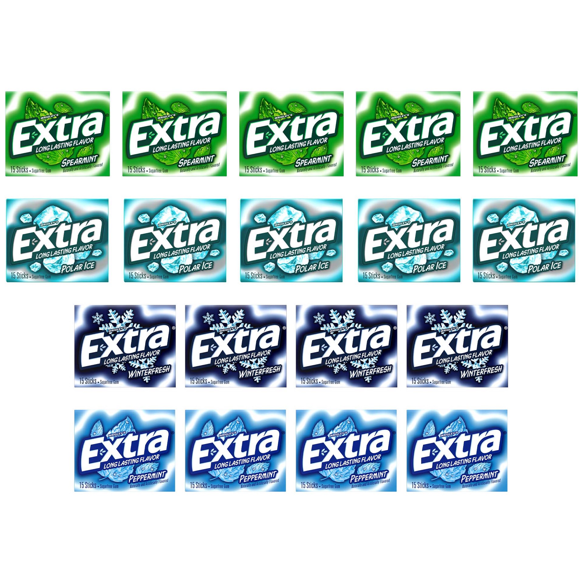 slide 5 of 8, Extra Mint Sugar Free Chewing Gum, Variety Pack, 15-sticks, 18-count, 270 pc