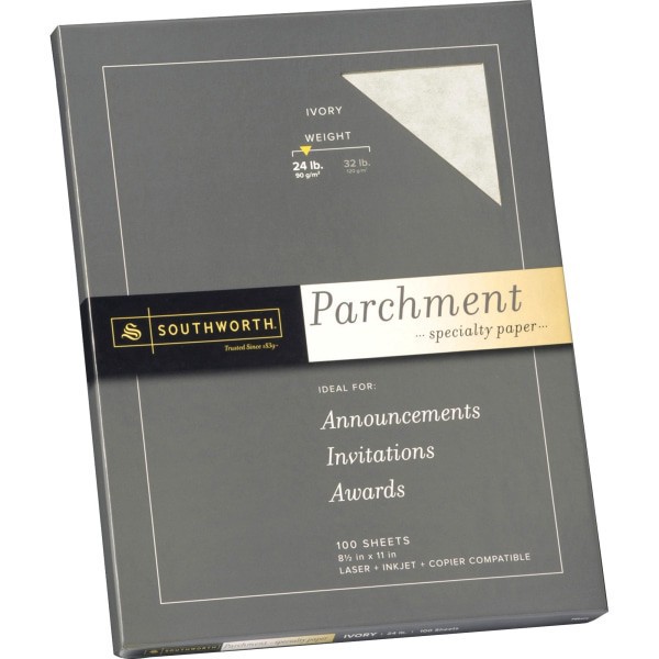 slide 3 of 4, Southworth Parchment Specialty Paper, Ivory, 100 ct; 8 1/2 in x 11 in; 24 lb