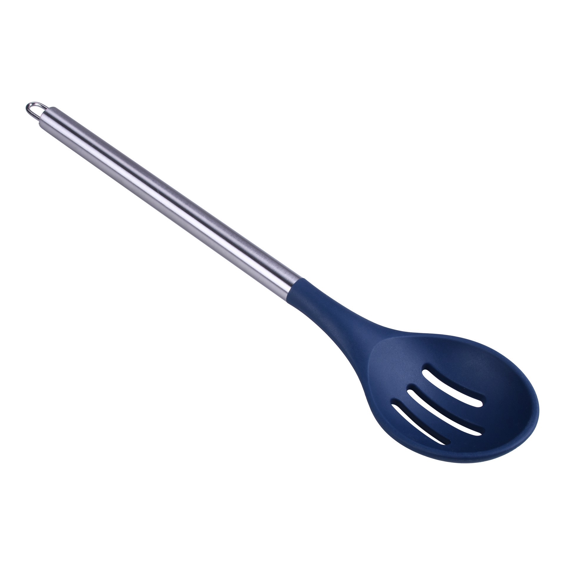 slide 3 of 3, Navy Slotted Spoon By Makery, 12.5 in x 2 in