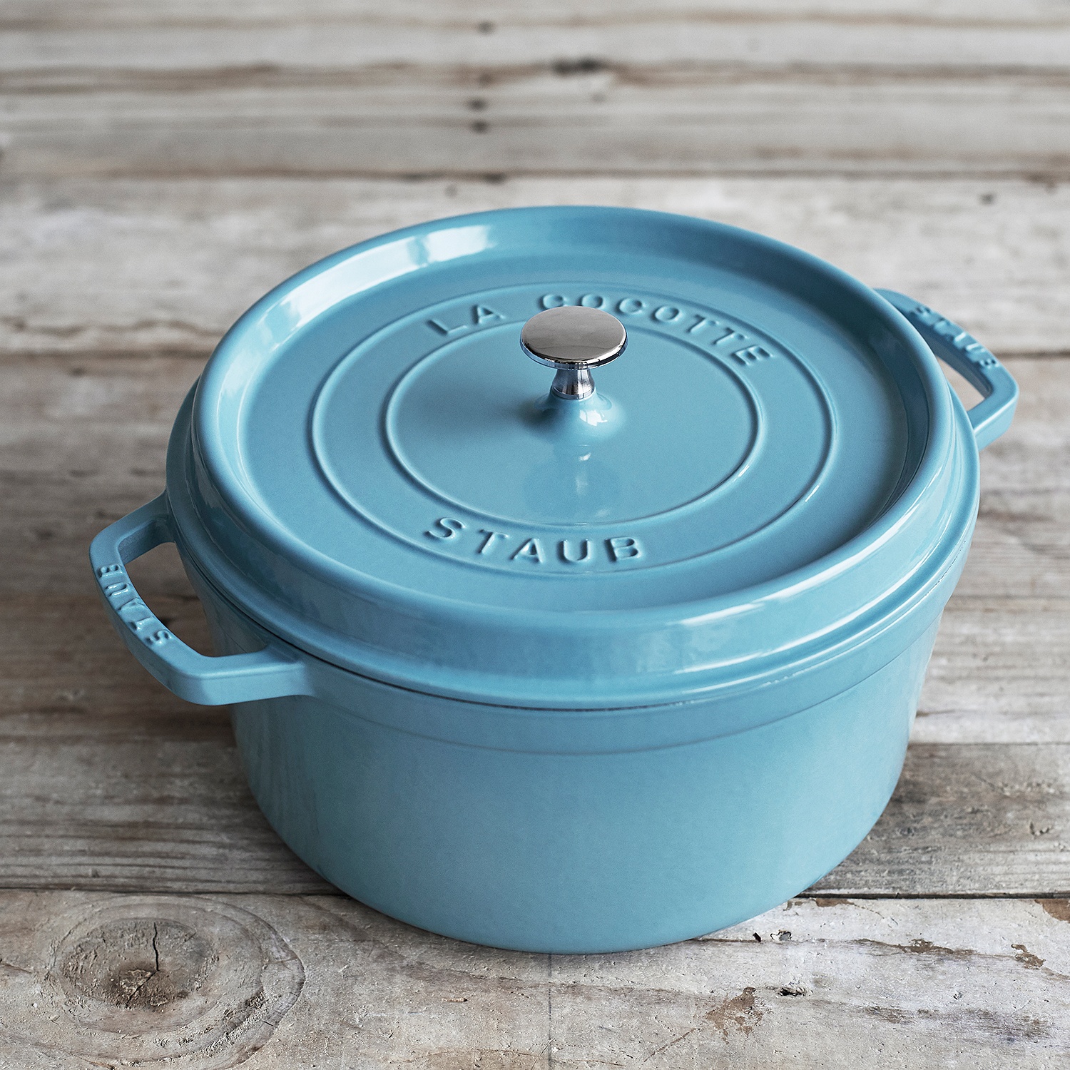 slide 1 of 1, STAUB Round Cocotte, French Blue, 7 qt