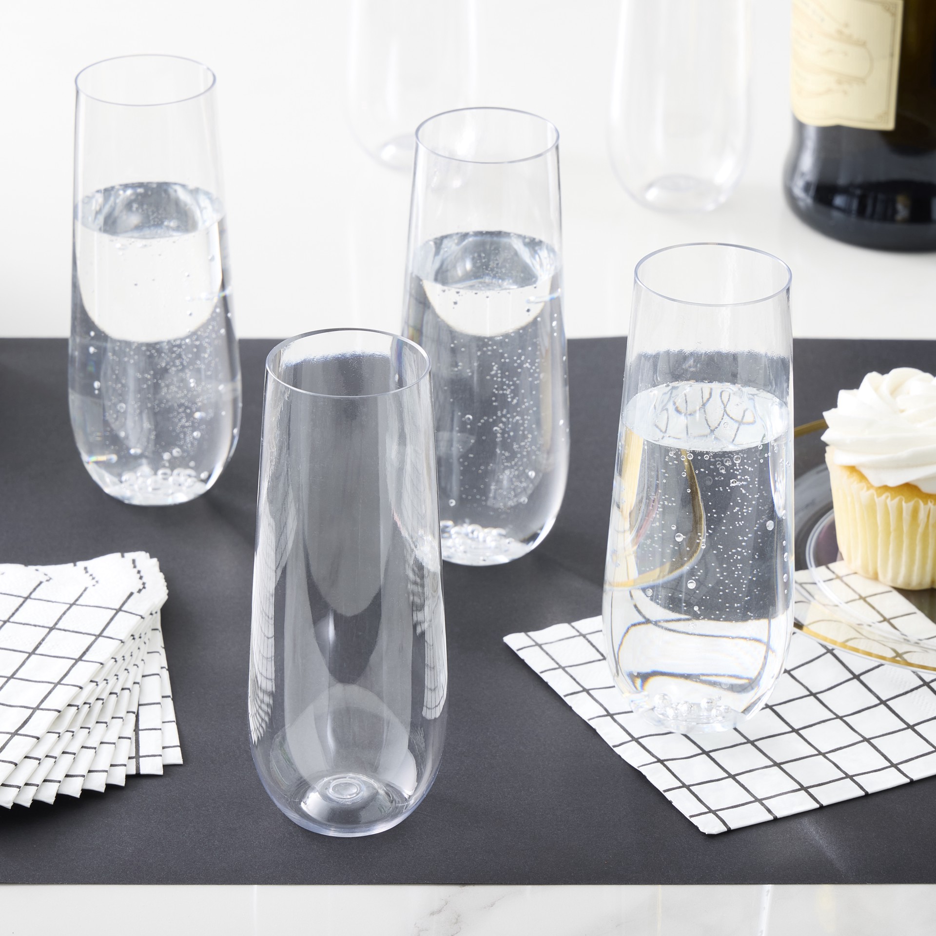 slide 3 of 3, 9oz. Clear Plastic Stemless Champagne Flutes By Celebrate It, 8ct., 8 ct