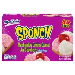 Marinela Sponch Marshmallow and Strawberry Coconut Cookies, 4 packs, Cookies, 12.68 oz Multipack