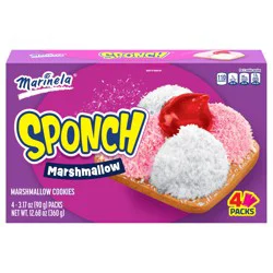 Marinela Sponch Marshmallow and Strawberry Coconut Cookies, 4 packs, Cookies, 12.68 oz Multipack