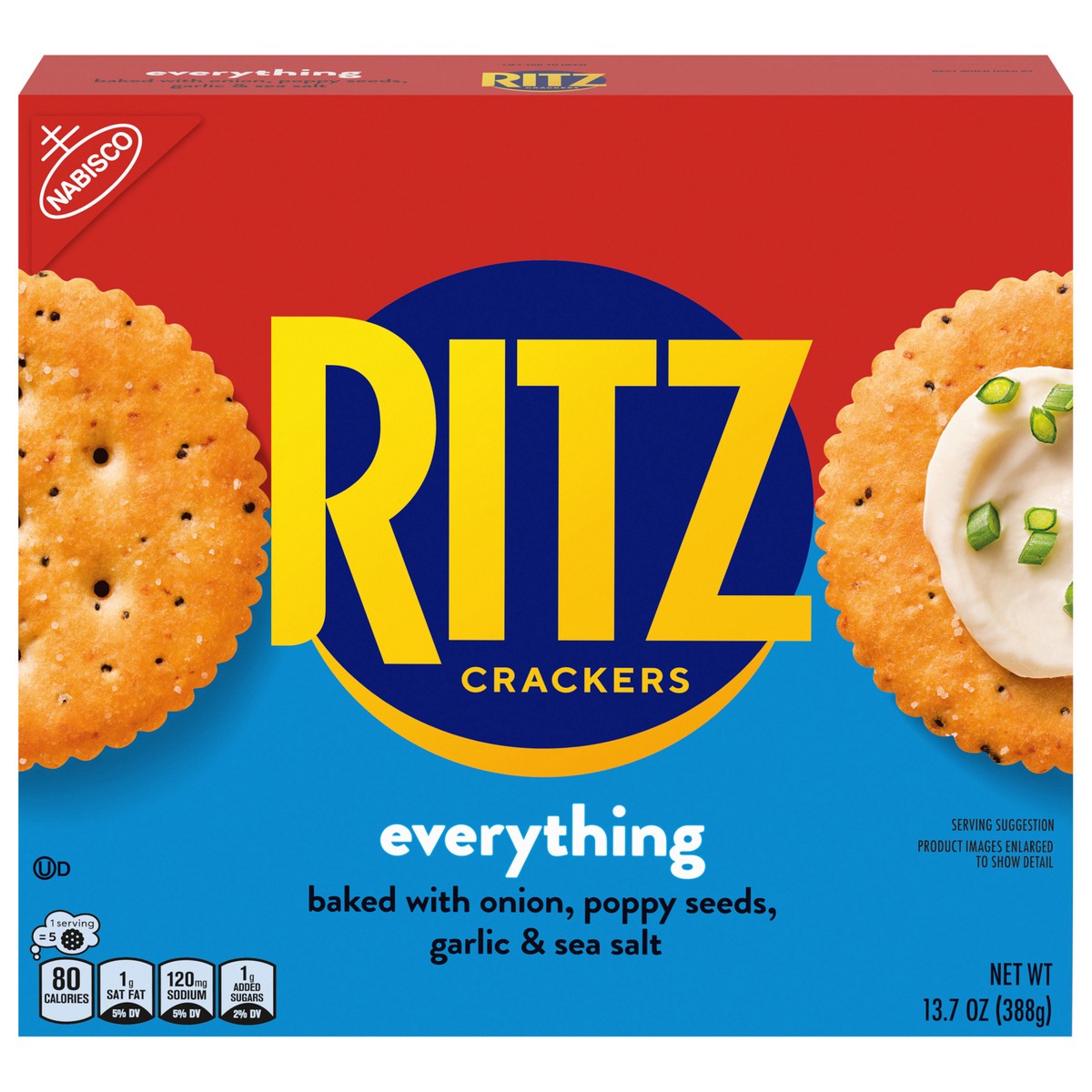 slide 1 of 9, RITZ Everything Crackers, Snacks for Kids and Adults, Lunch Snacks, 13.7oz, 13.7 oz