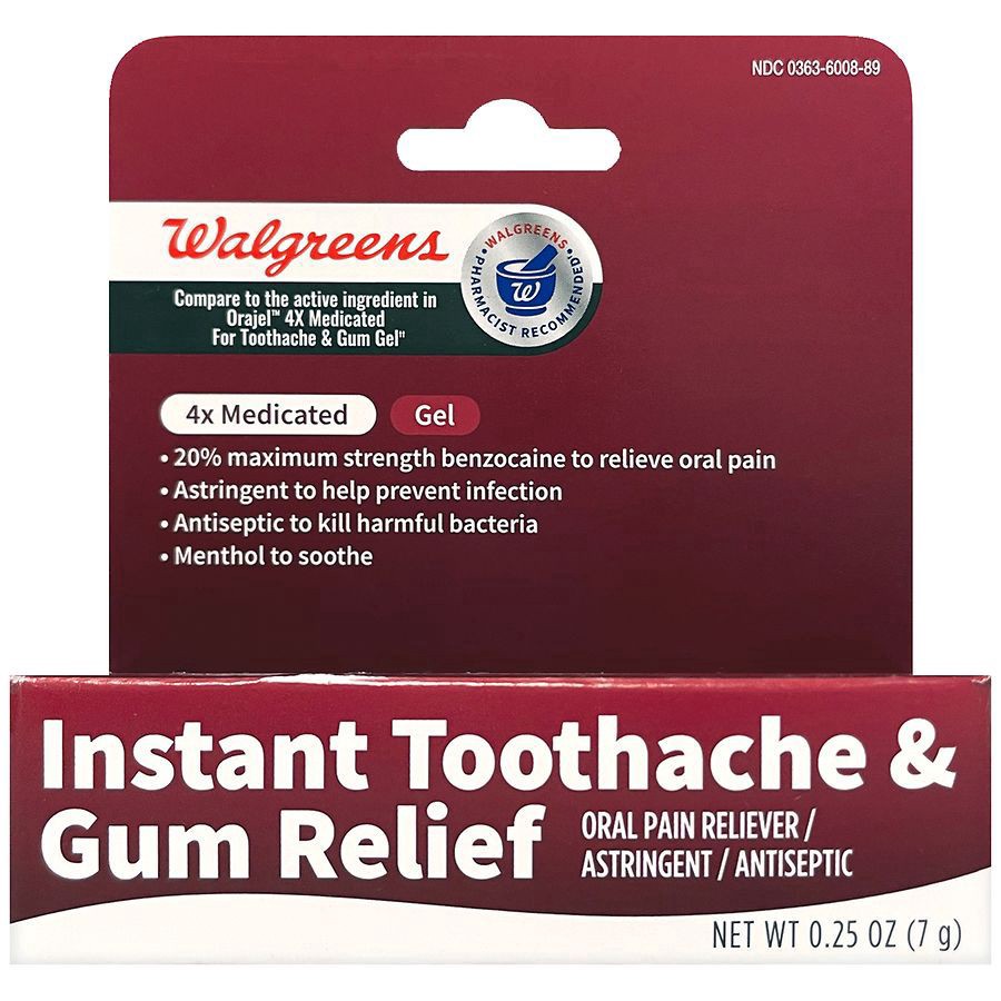 slide 4 of 5, Walgreens Instant Oral Pain Relief Gel, 0.25 oz