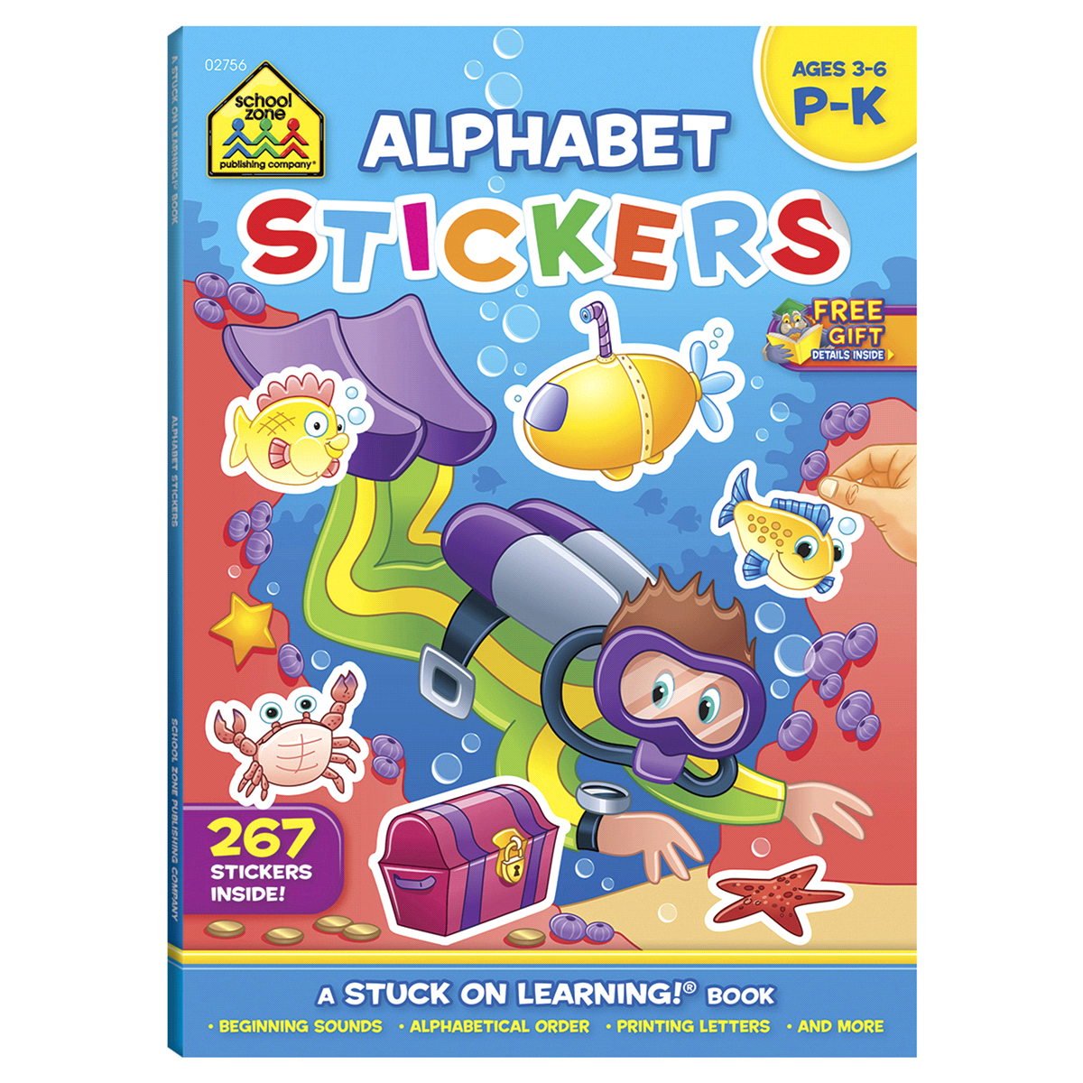 slide 1 of 1, School Zone Alphabet Stickers Workbook, 1 ct