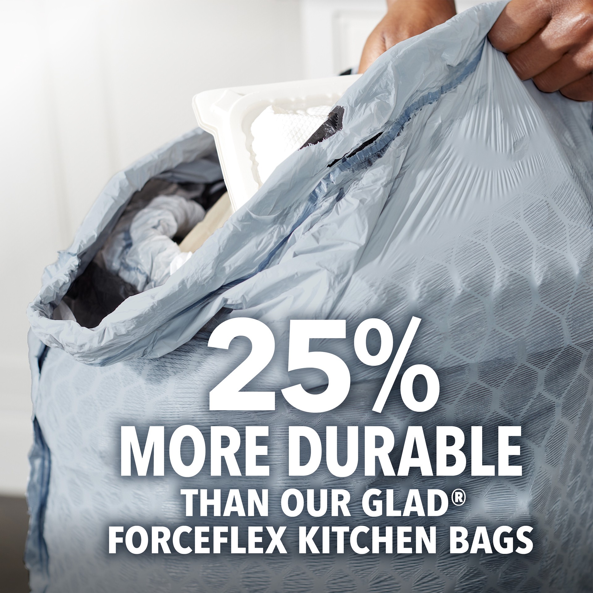 slide 5 of 5, Glad ForceFlexPlus with Clorox Tall Kitchen Eucalyptus Peppermint Trash Bags, 34 ct