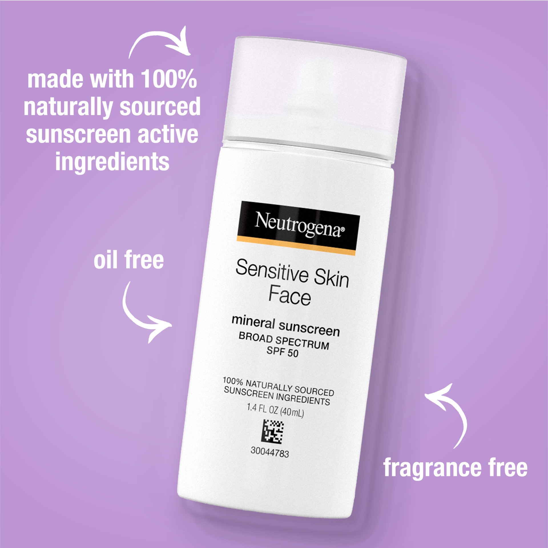 slide 3 of 5, Neutrogena Sensitive Skin Face Liquid Mineral Sunscreen with Broad Spectrum SPF 50, Lightweight Sunscreen with Zinc Oxide, Hypoallergenic, Fragrance-Free, Non-Comedogenic, 1.4 fl. oz, 1.4 oz