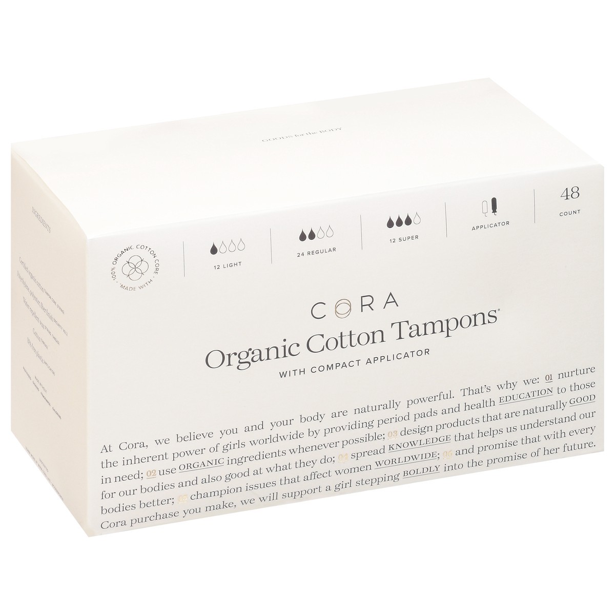 slide 2 of 9, Cora Organic Tampons Light and Regular Mix Pack - Super, 48 ct