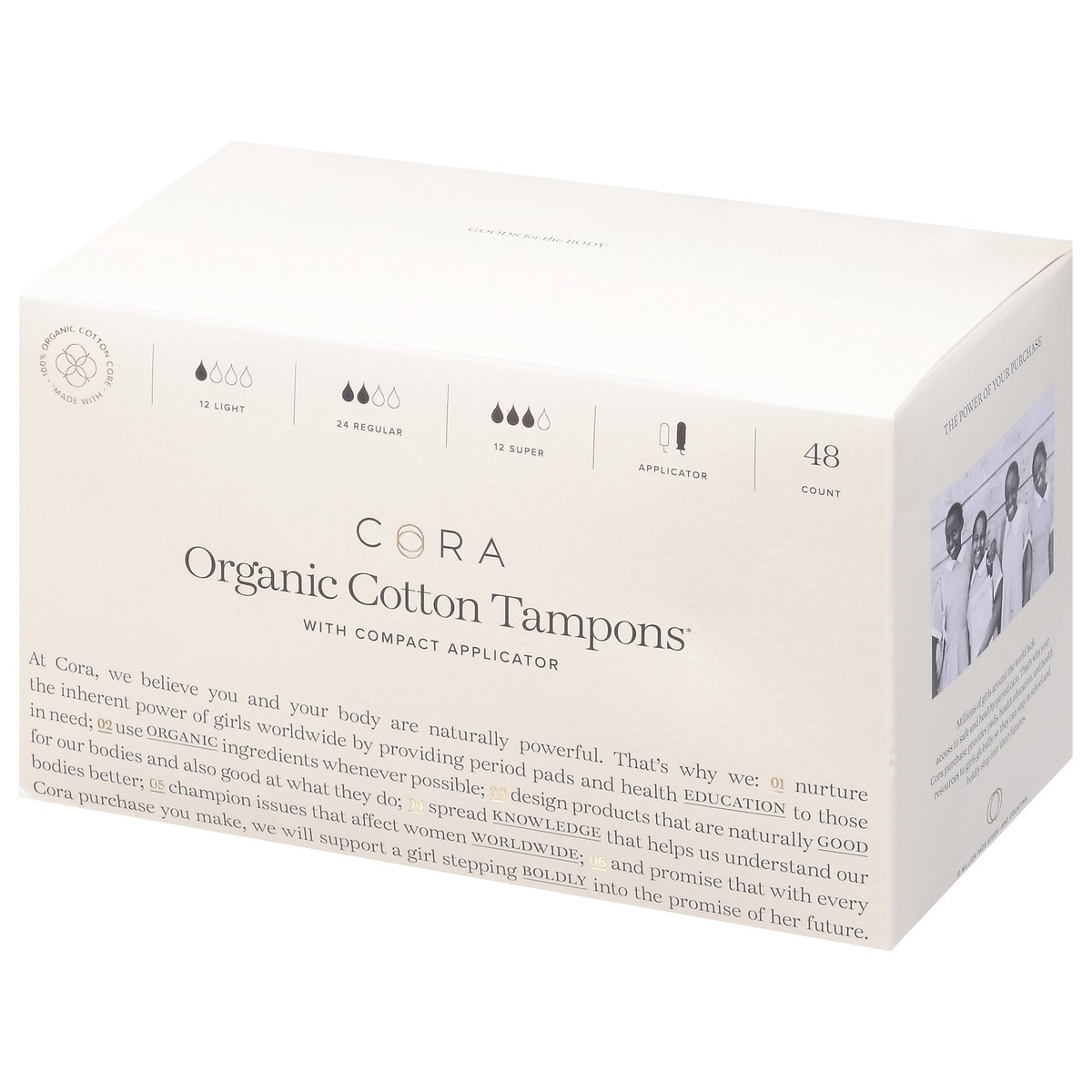 slide 3 of 9, Cora Organic Tampons Light and Regular Mix Pack - Super, 48 ct