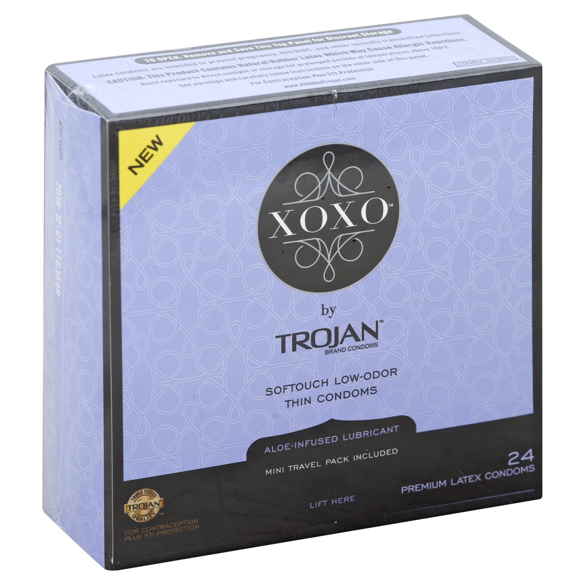 slide 1 of 1, Trojan XOXO Lubricated Condoms, 24 ct