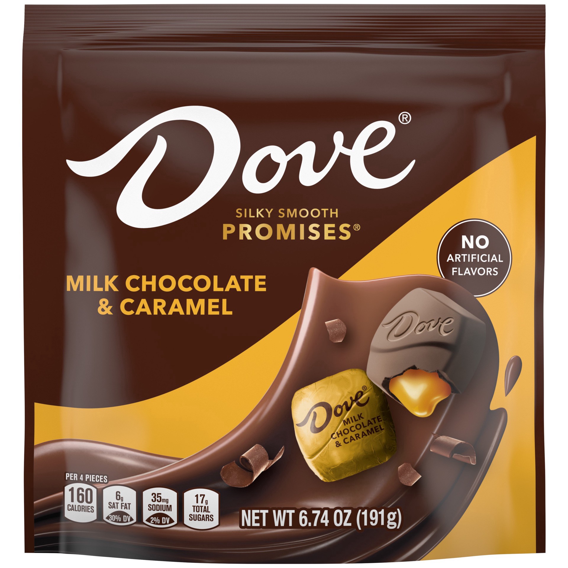 slide 1 of 1, DOVE PROMISES, Caramel And Milk Chocolate Candy, 6.74 Oz Bag, 6.74 oz