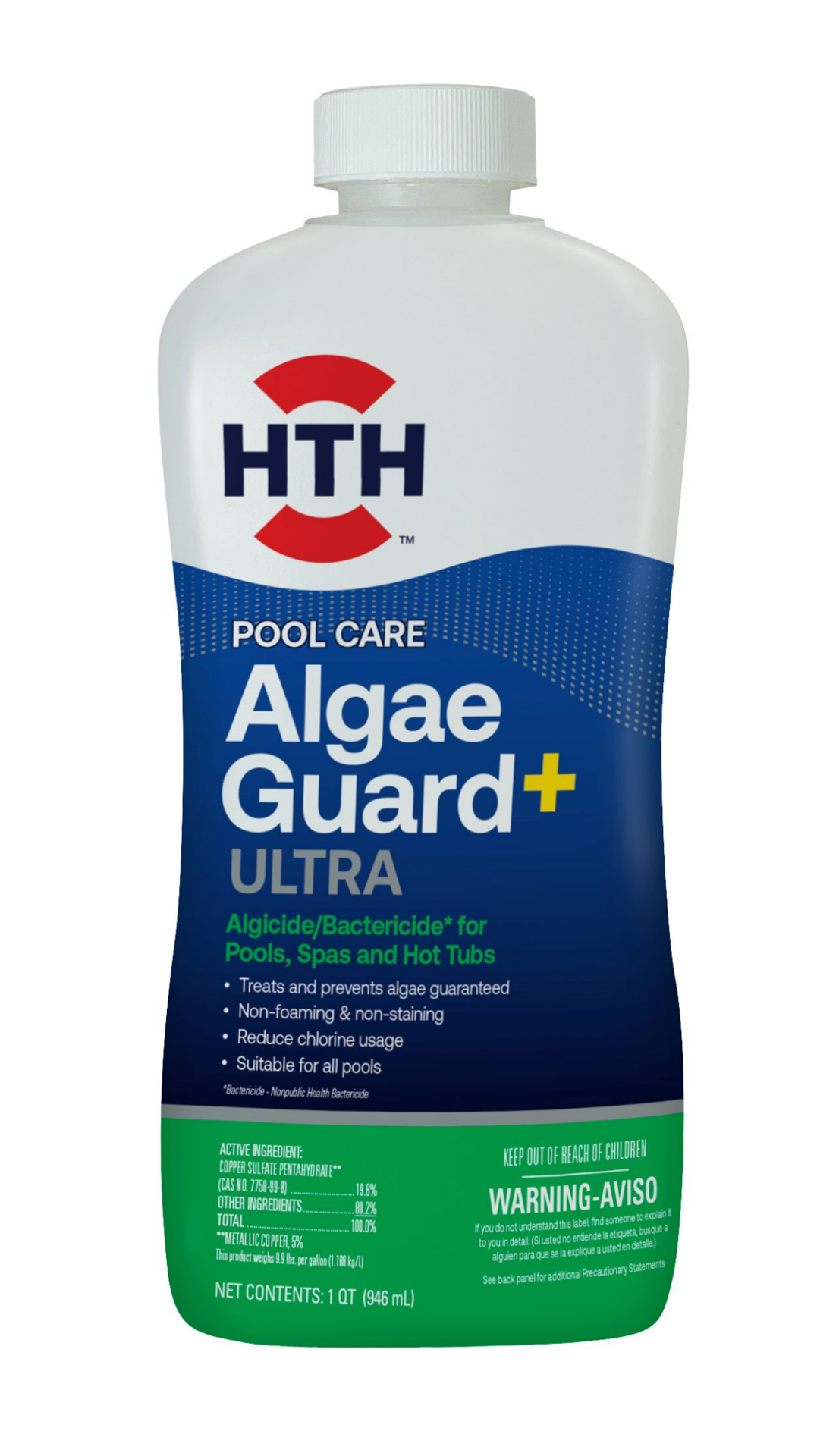 slide 1 of 5, hth Pool Algae Guard +Ultra, 1 qt