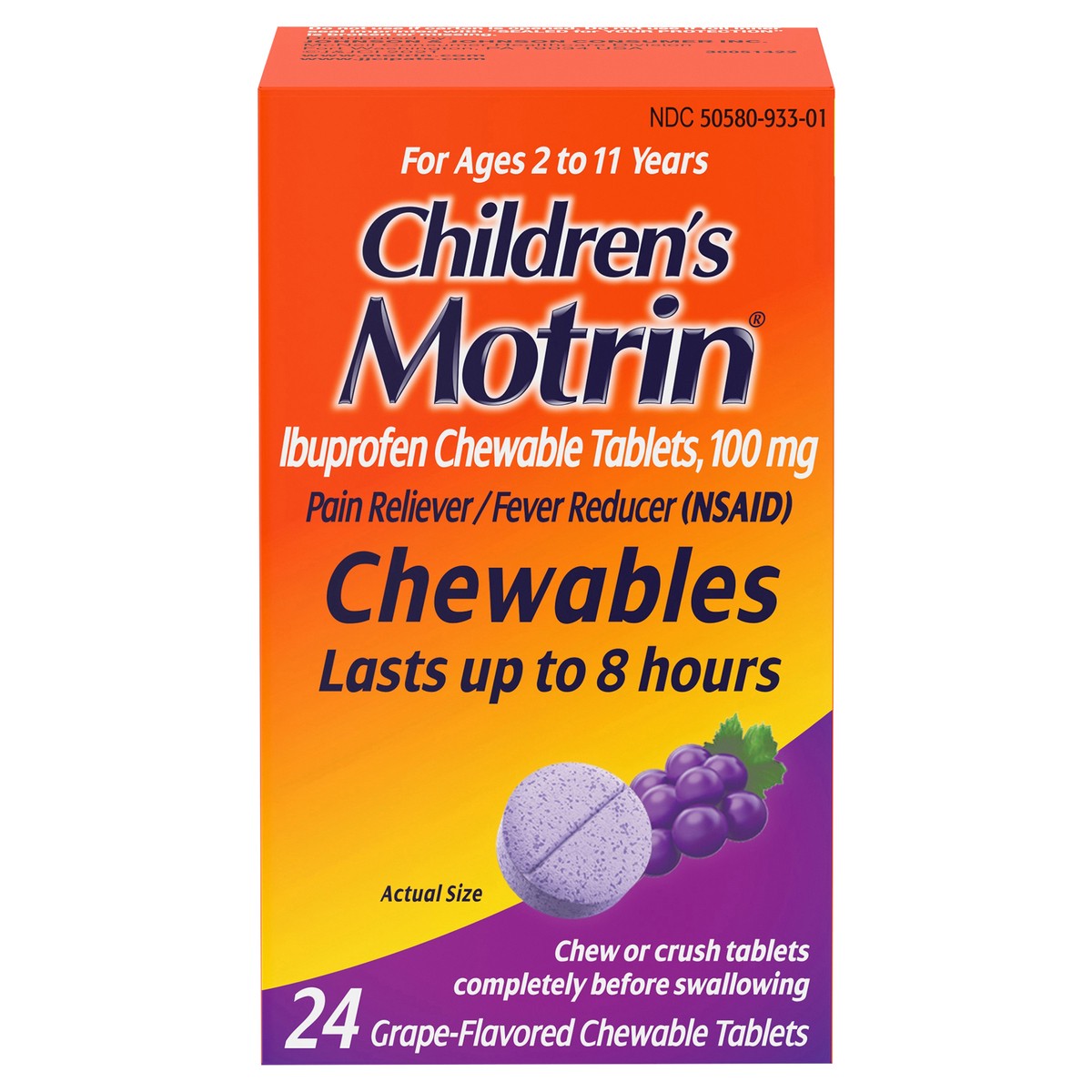 slide 12 of 13, Children's Motrin Ibuprofen Chewable Tablets, Grape, 24 Ct, 24 ct