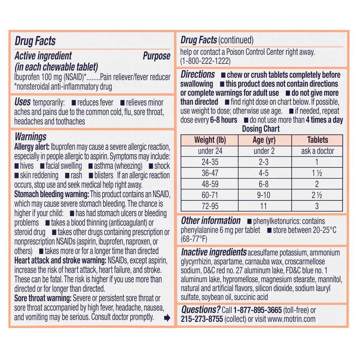 slide 10 of 13, Children's Motrin Ibuprofen Chewable Tablets, Grape, 24 Ct, 24 ct