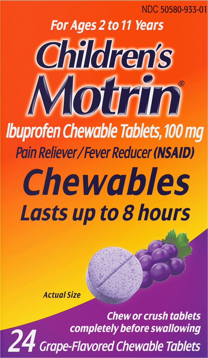 slide 8 of 13, Children's Motrin Ibuprofen Chewable Tablets, Grape, 24 Ct, 24 ct