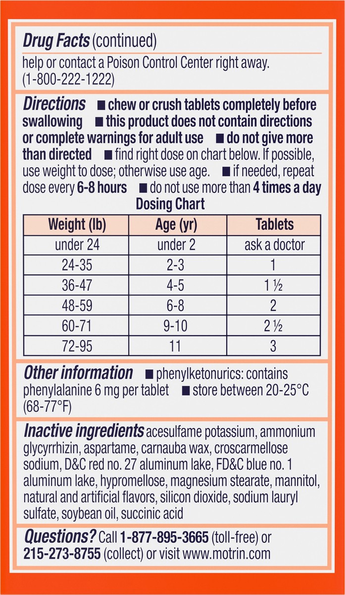 slide 6 of 13, Children's Motrin Ibuprofen Chewable Tablets, Grape, 24 Ct, 24 ct