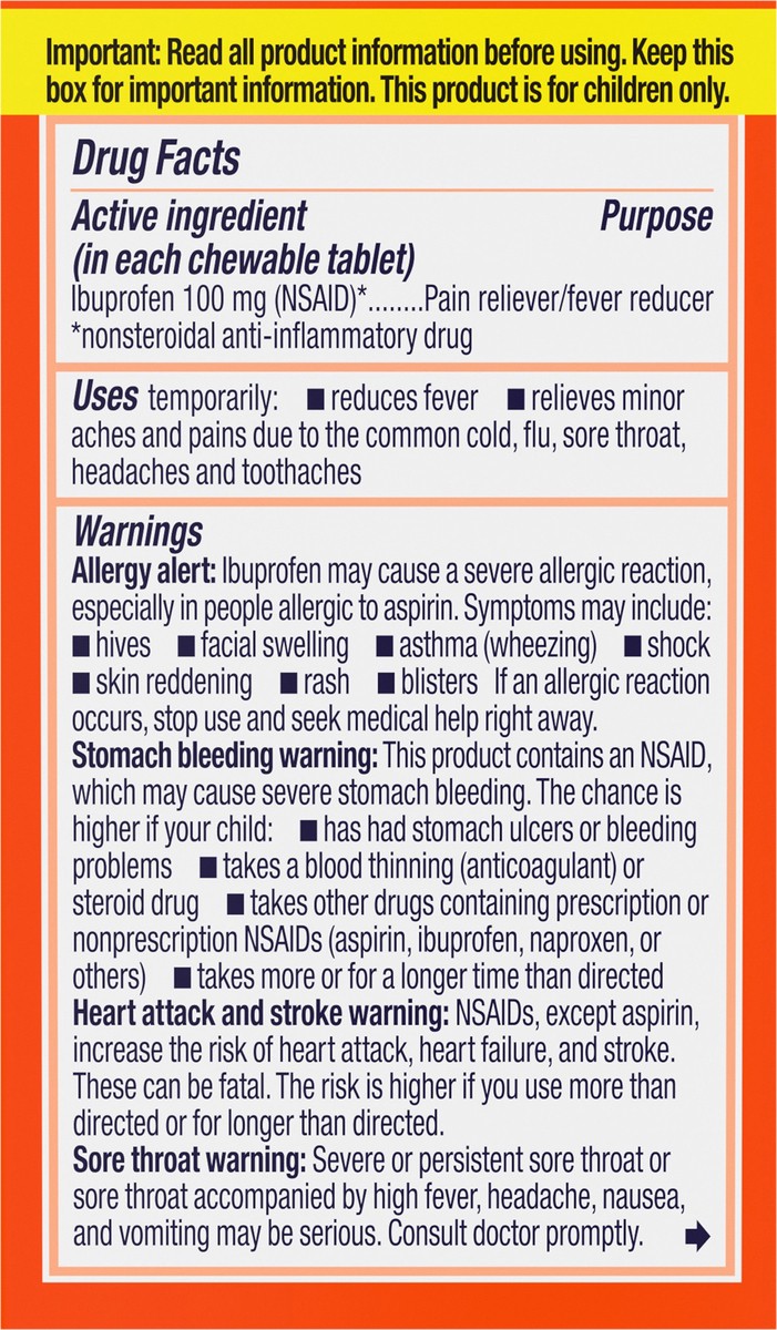 slide 5 of 13, Children's Motrin Ibuprofen Chewable Tablets, Grape, 24 Ct, 24 ct