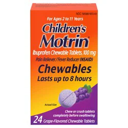Children's Motrin Ibuprofen Chewable Tablets, Grape, 24 Ct