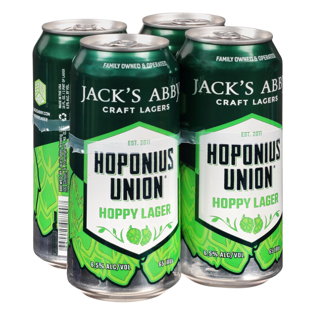 slide 5 of 8, JACK's ABBY HOPONIUS UNION INDIA PALE LAGER 4PK 16OZ CANS, 64 oz