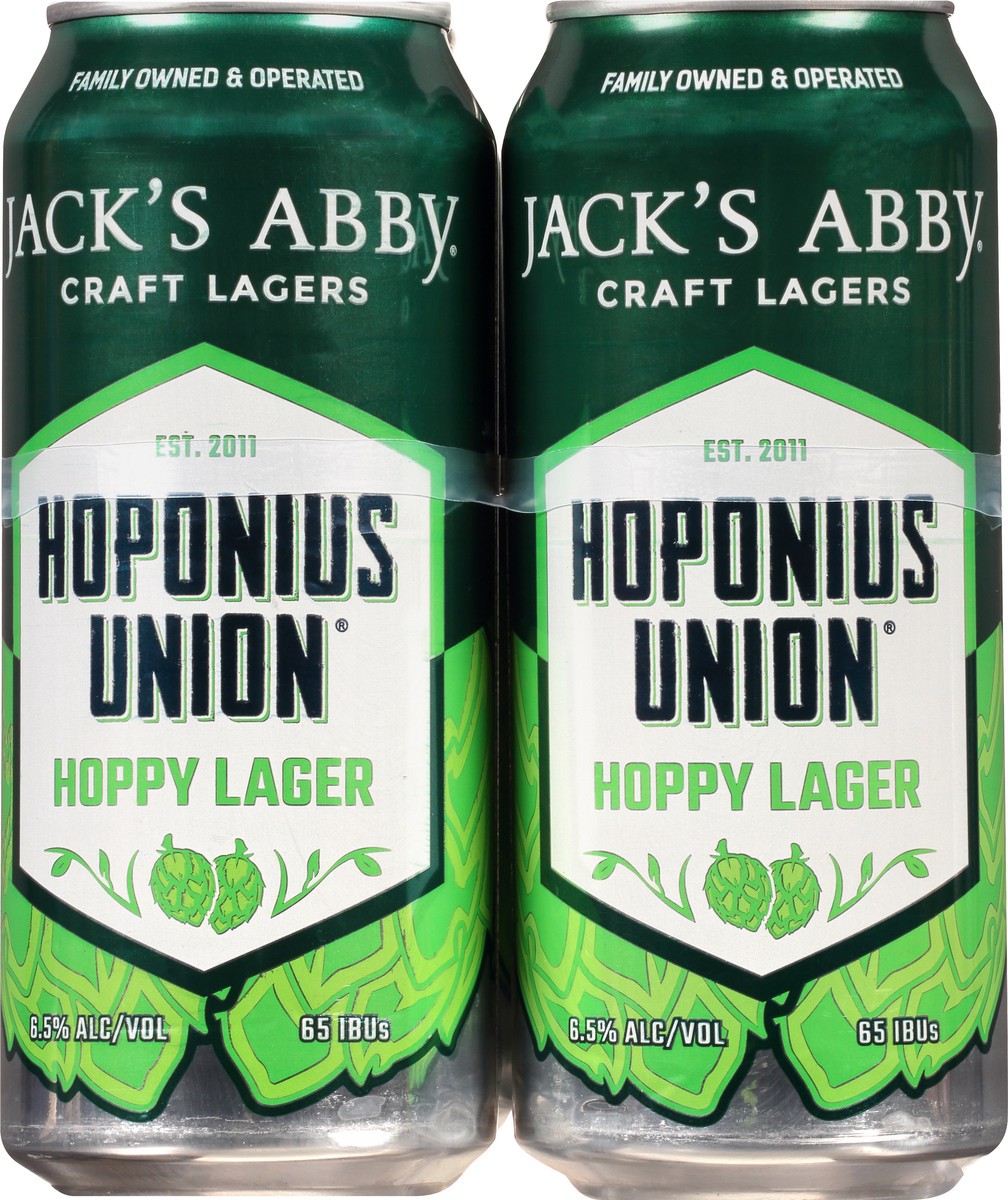 slide 7 of 8, JACK's ABBY HOPONIUS UNION INDIA PALE LAGER 4PK 16OZ CANS, 64 oz