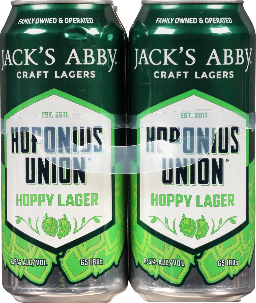 slide 4 of 8, JACK's ABBY HOPONIUS UNION INDIA PALE LAGER 4PK 16OZ CANS, 64 oz