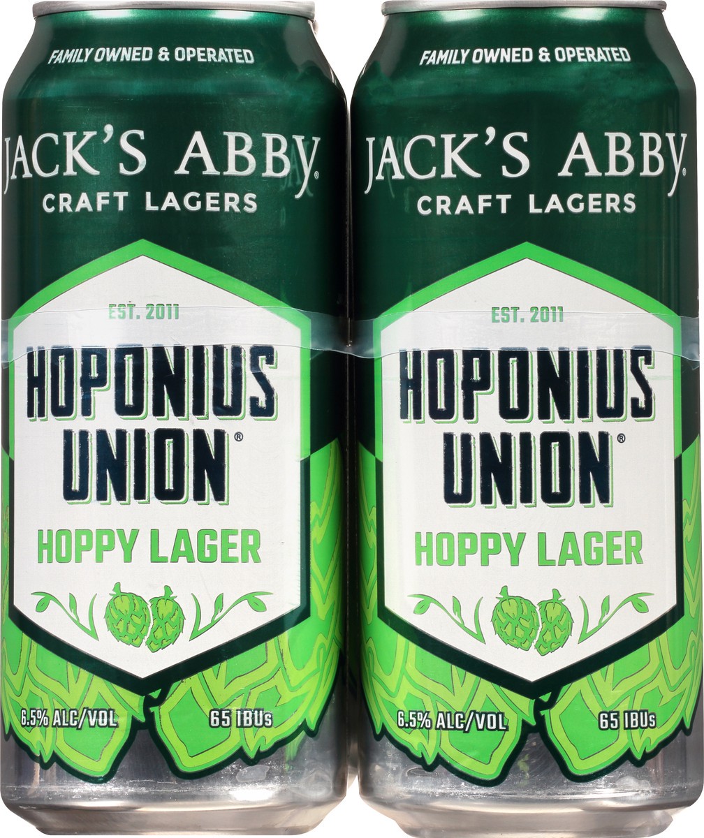 slide 1 of 8, JACK's ABBY HOPONIUS UNION INDIA PALE LAGER 4PK 16OZ CANS, 64 oz