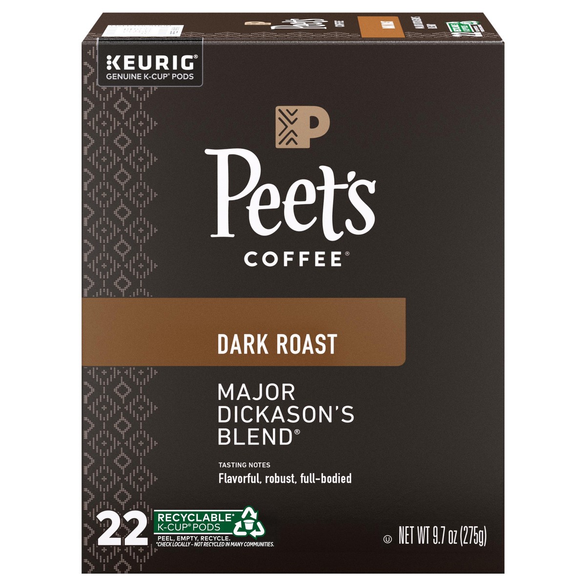 slide 1 of 3, Peet's Coffee, Major Dickason's Dark Roast K-Cup Coffee Pods- 22 ct, 22 ct