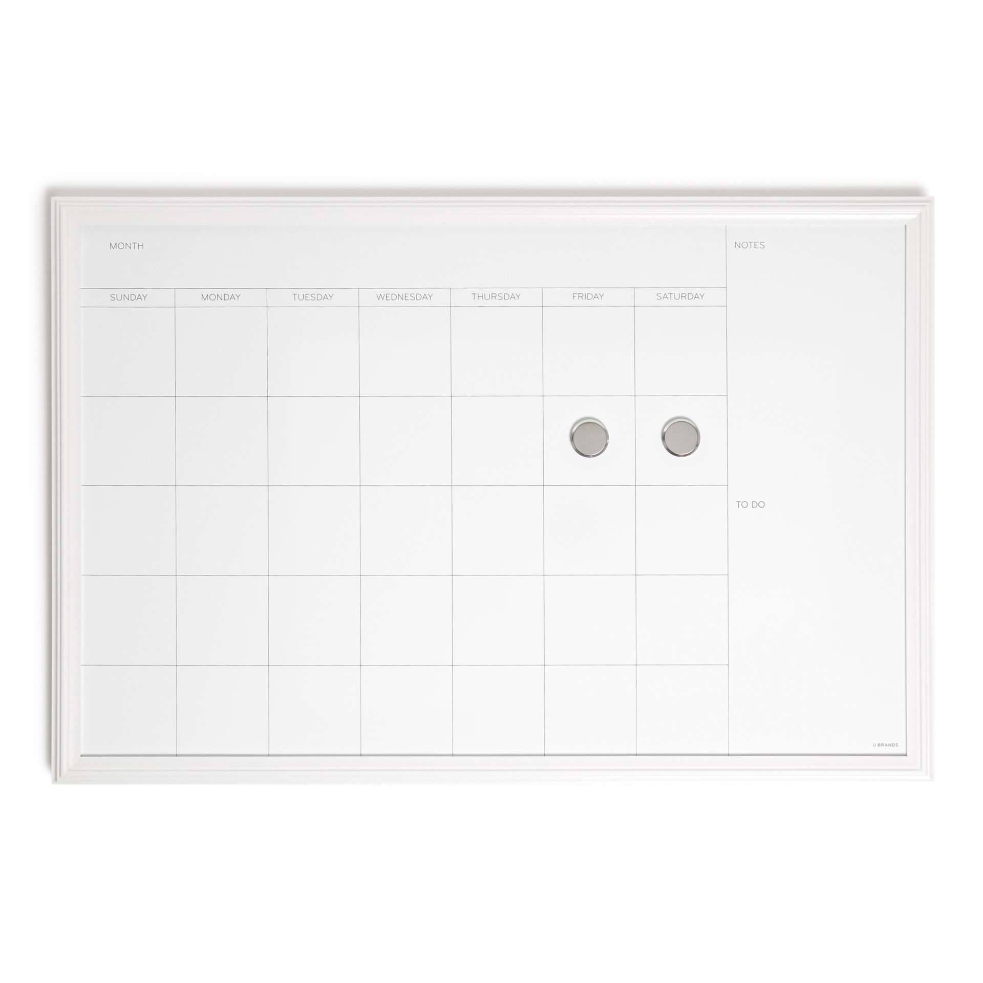 slide 2 of 5, U Brands 30 x 20 in. Magnetic Dry Erase Calendar Board, White Wood Style Frame, 1 ct