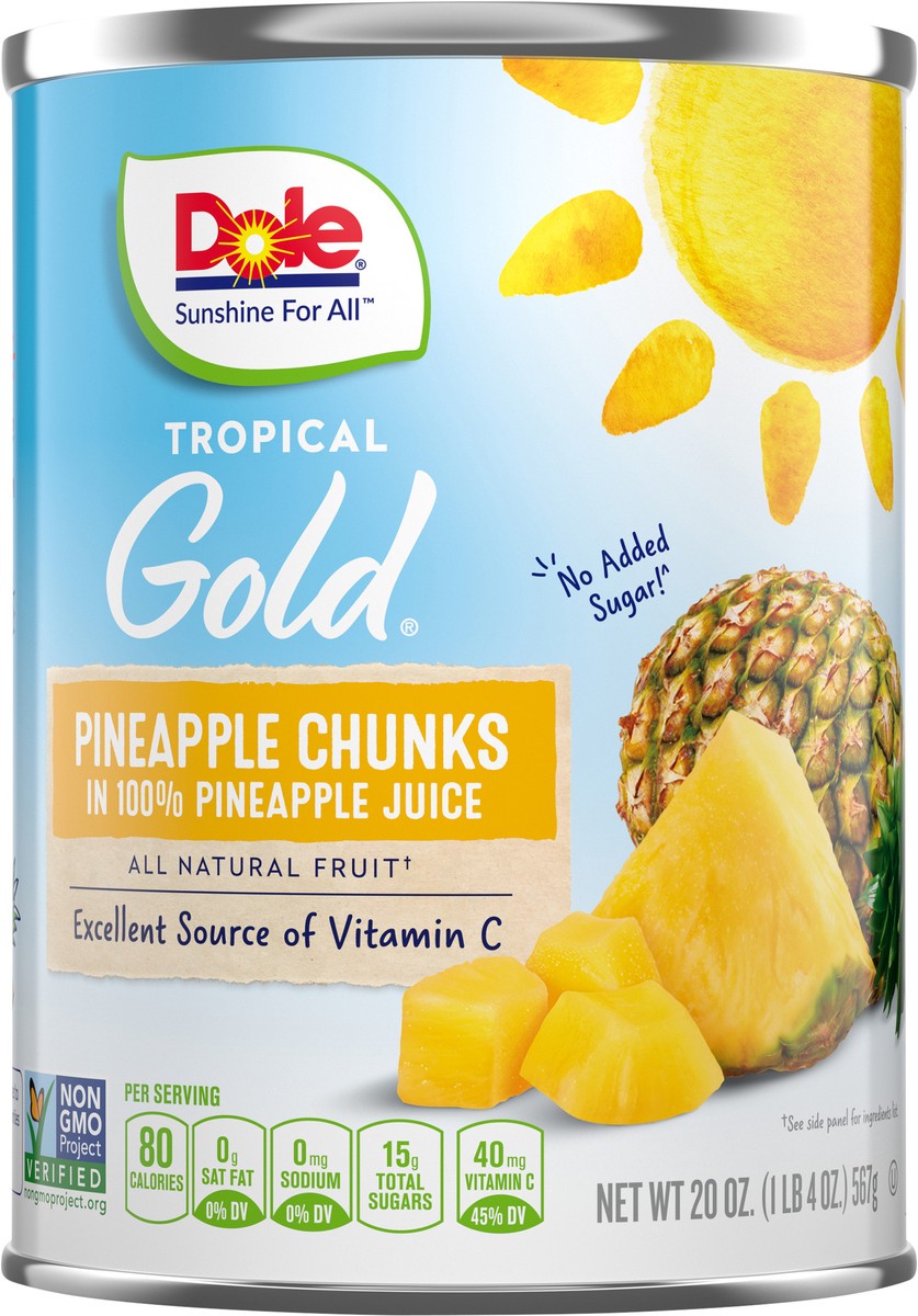 slide 1 of 12, Dole Pineapple Chunks, 20 oz