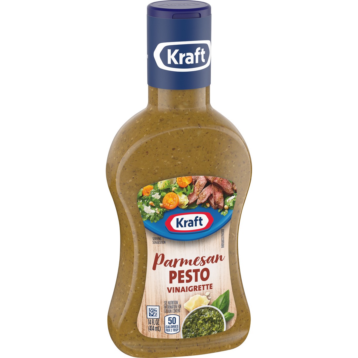 slide 6 of 9, Kraft Parmesan Pesto Vinaigrette Salad Dressing, 14 fl oz Bottle, 14 fl oz