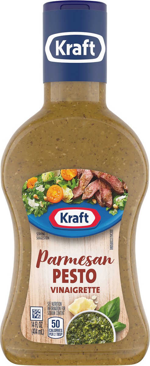 slide 5 of 9, Kraft Parmesan Pesto Vinaigrette Salad Dressing, 14 fl oz Bottle, 14 fl oz