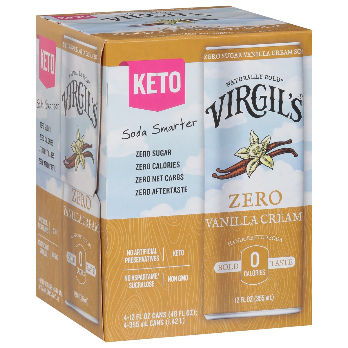 slide 9 of 9, Virgil's Zero Sugar Vanilla Cream Soda - 48 fl oz, 25.4 fl oz