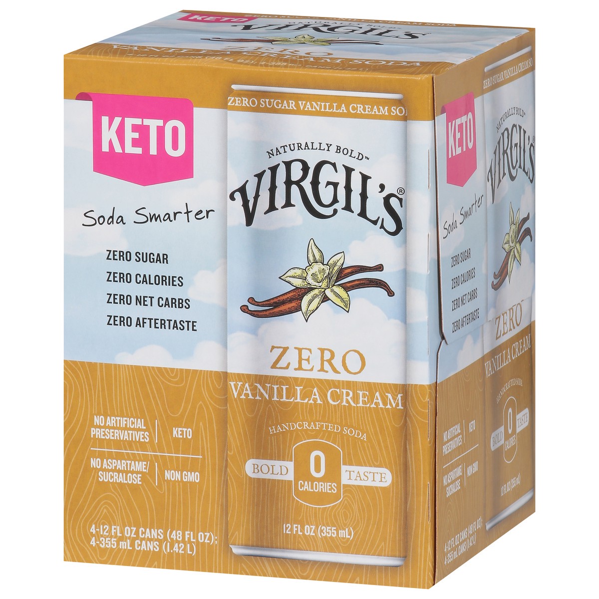 slide 6 of 9, Virgil's Zero Sugar Vanilla Cream Soda - 48 fl oz, 25.4 fl oz