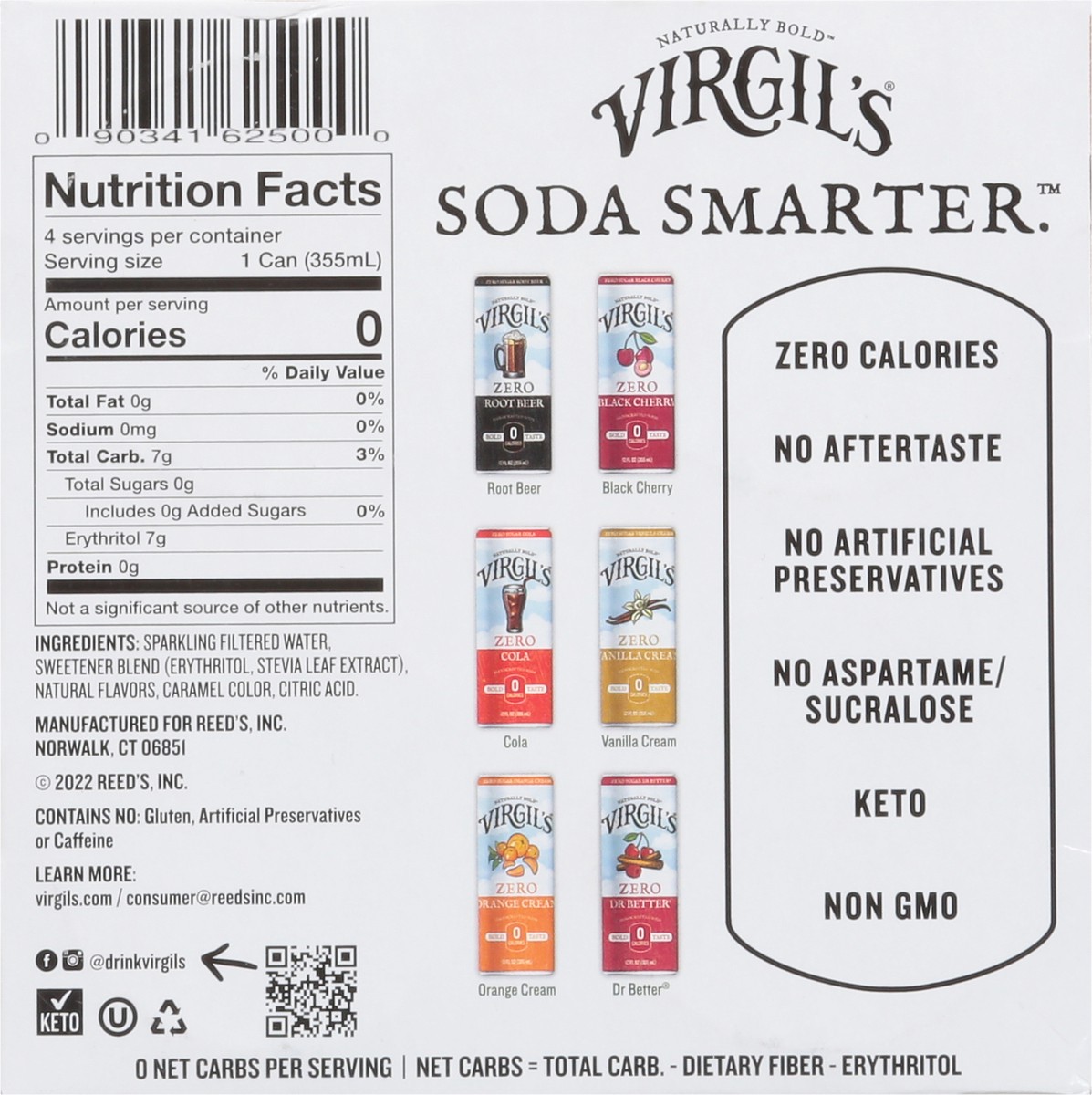 slide 7 of 9, Virgil's Zero Sugar Vanilla Cream Soda - 48 fl oz, 25.4 fl oz