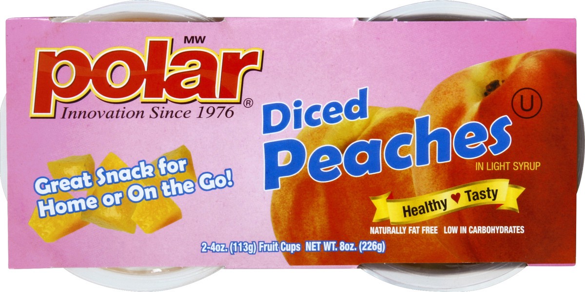 slide 2 of 4, Polar Peaches Diced In Light Cyrup Cups, 2 ct; 4 oz