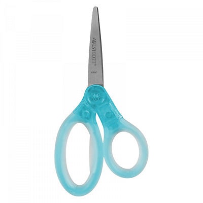 slide 1 of 1, Westcott Jellies Blue Smooth Handle Pointed Tip Scissors, 5 in