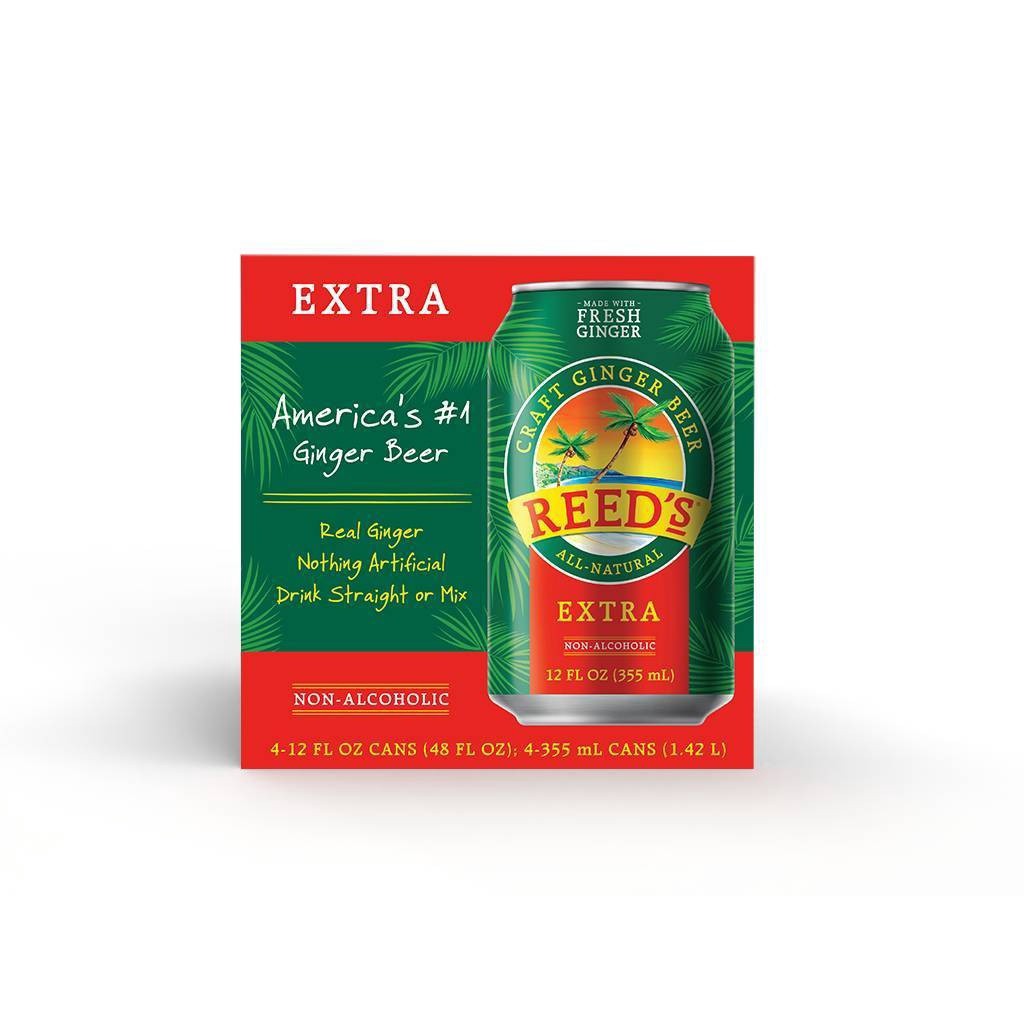 slide 1 of 2, Reed's Extra Ginger Beer 4 - 12 fl oz Cans, 4 ct