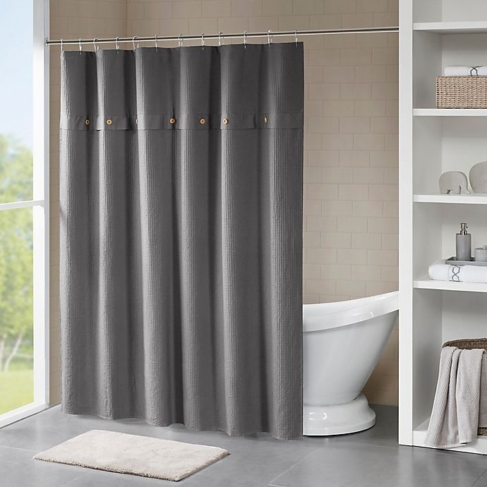 slide 1 of 2, Madison Park Finley Shower Curtain - Grey, 1 ct