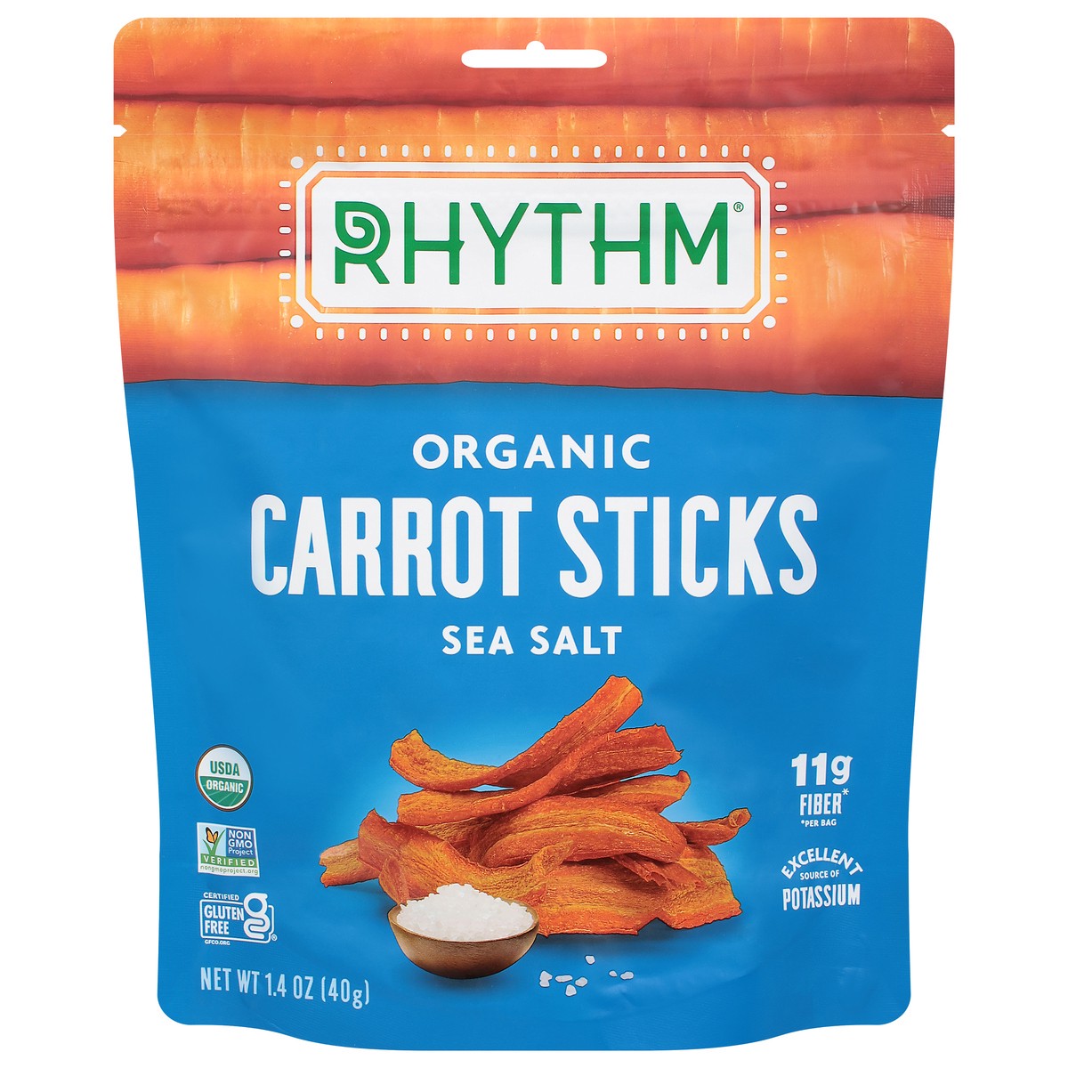 slide 1 of 10, Rhythm Superfoods Sea Salt Carrot Sticks, 1.4 oz