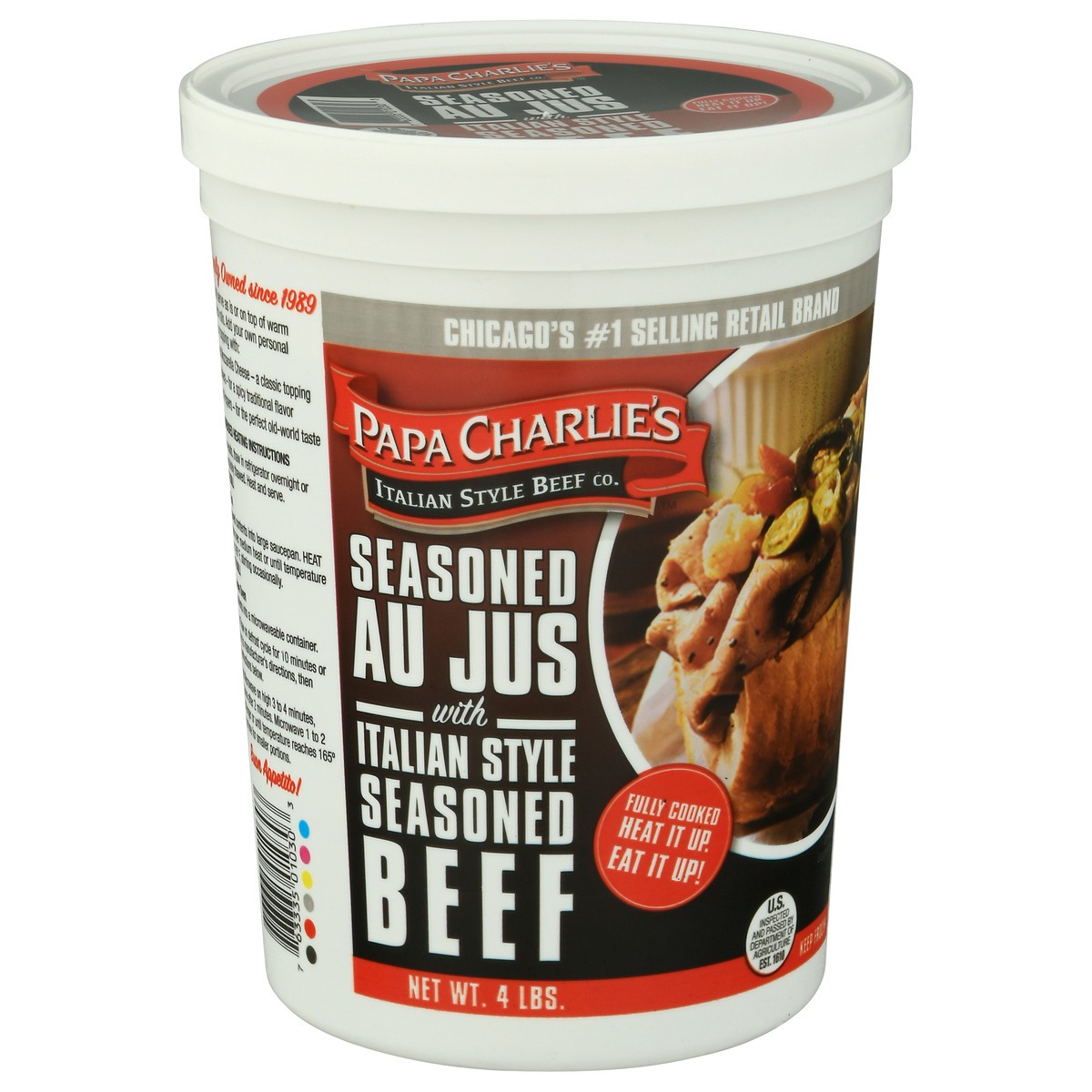 slide 6 of 9, Papa Charlie's Seasoned Au Jus with Italian Style Seasoned Beef 4 lb, 4 lb